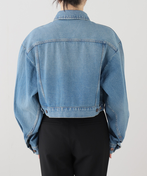 Wrangler（ラングラー）の「【WEB＋一部店舗限定】Wrangler / ラングラー OVERSIZE BOYS JACKET MidUSEDWashed（デニムジャケット・レディース・ブルー・MEDIUM）」の6枚目の写真