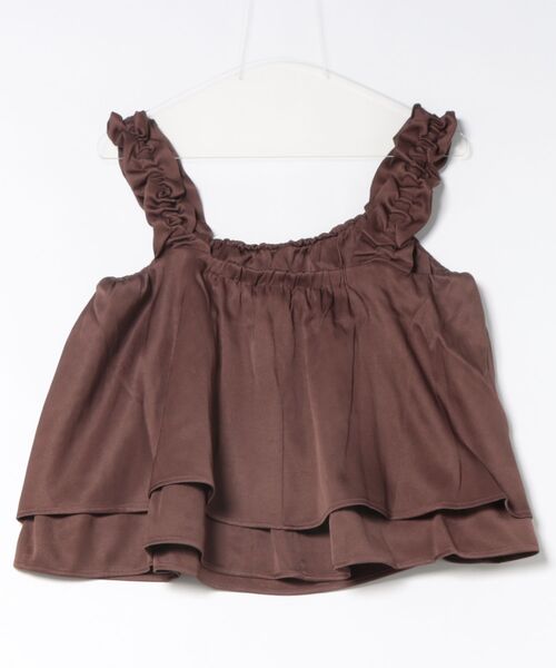 NYLAUS（ナイラス）の「【SG】ショート丈 ショルダーギャザー フリルキャミソール ビスチェ（ベスト・レディース・ブラウン・M）」の14枚目の写真