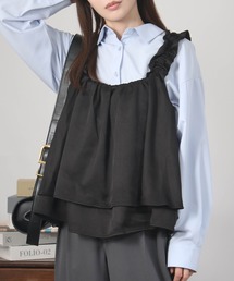 NYLAUS | 【SG】ショート丈 ショルダーギャザー フリルキャミソール ビスチェ(ベスト)