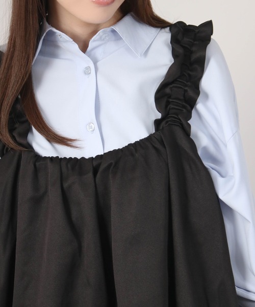 NYLAUS（ナイラス）の「【SG】ショート丈 ショルダーギャザー フリルキャミソール ビスチェ（ベスト・レディース・ブラウン・M）」の6枚目の写真