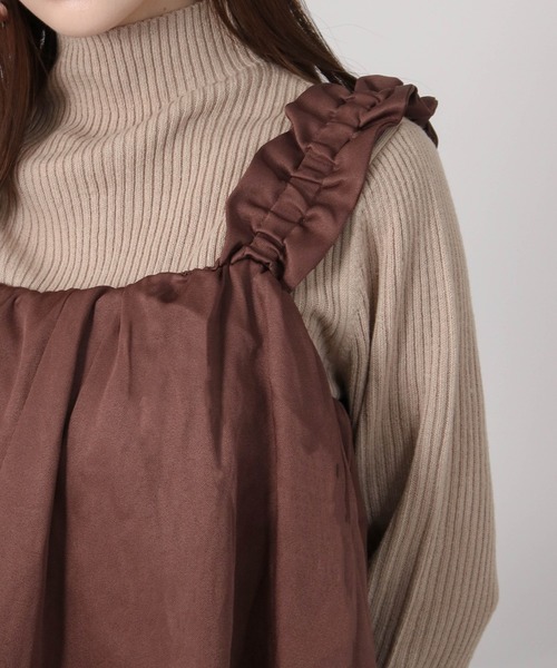 NYLAUS（ナイラス）の「【SG】ショート丈 ショルダーギャザー フリルキャミソール ビスチェ（ベスト・レディース・ブラウン・M）」の12枚目の写真