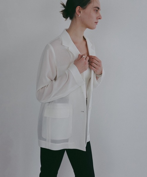 MANOF(マノフ)の「MESH JACKET(テーラードジャケット・レディース・ホワイト/ブラック・S/M)」の6枚目の写真