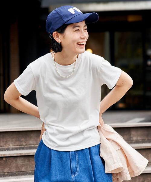 FREAK'S STORE(フリークスストア)の「<汗ジミ防止>天竺コンパクトTシャツ/遮熱/UVカット(Tシャツ/カットソー・レディース・サックスブルー/ブラウン/オフホワイト/チャコール・MEDIUM/SMALL)」の11枚目の写真
