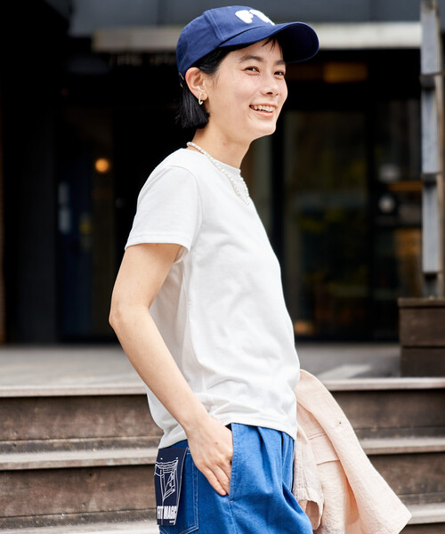 FREAK'S STORE(フリークスストア)の「<汗ジミ防止>天竺コンパクトTシャツ/遮熱/UVカット(Tシャツ/カットソー・レディース・サックスブルー/ブラウン/オフホワイト/チャコール・MEDIUM/SMALL)」の14枚目の写真