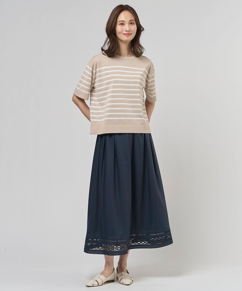 J.PRESS(ジェイプレス)の「【一枚で着映え】COTTON ACETATE DRY ニット Tシャツ(ニット/セーター・レディース・ベージュ系1/オレンジ系1/ダークブラウン系1・MEDIUM/LARGE)」の13枚目の写真