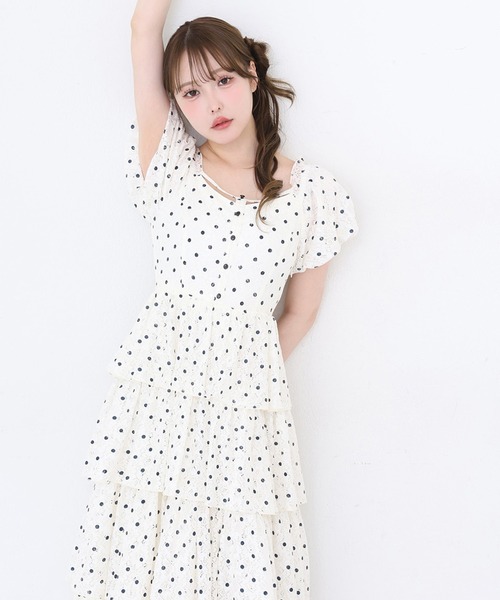 oneafteranotherNICECLAUPバックリボンティアードワンピース セール】【Black Ribbon Collection】バックリボンティアード