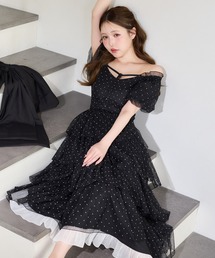 one after another NICE CLAUP（ワンアフターアナザーナイスクラップ）の「【Black Ribbon Collection】バックリボンティアードワンピース（ワンピース）」