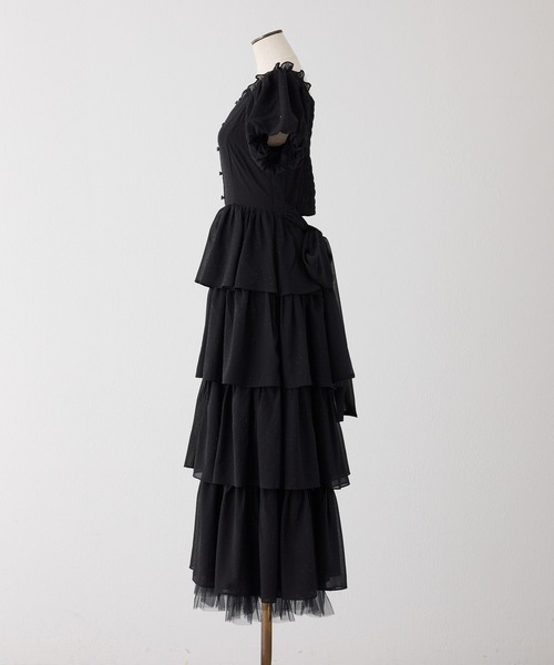 one after another NICE CLAUP(ワンアフターアナザーナイスクラップ)の「【Black Ribbon Collection】バックリボンティアードワンピース(ワンピース・レディース・ブラック/ブラック系その他/ドット・FREE)」の4枚目の写真