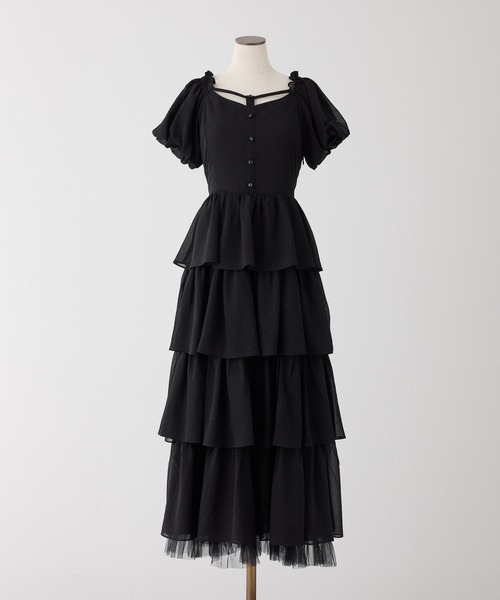 one after another NICE CLAUP(ワンアフターアナザーナイスクラップ)の「【Black Ribbon Collection】バックリボンティアードワンピース(ワンピース・レディース・ブラック/ブラック系その他/ドット・FREE)」の15枚目の写真