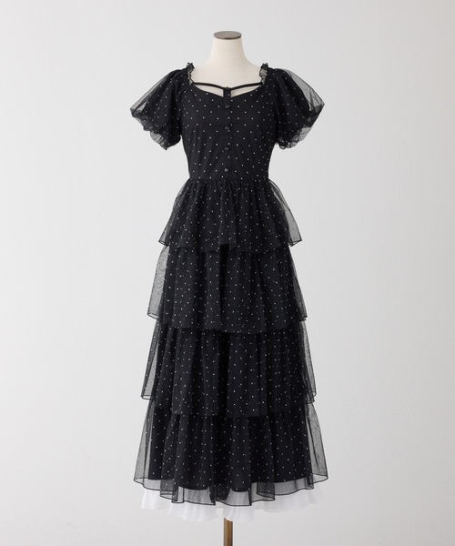 one after another NICE CLAUP(ワンアフターアナザーナイスクラップ)の「【Black Ribbon Collection】バックリボンティアードワンピース(ワンピース・レディース・ブラック/ブラック系その他/ドット・FREE)」の13枚目の写真