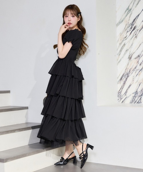 one after another NICE CLAUP(ワンアフターアナザーナイスクラップ)の「【Black Ribbon Collection】バックリボンティアードワンピース(ワンピース・レディース・ブラック/ブラック系その他/ドット・FREE)」の16枚目の写真