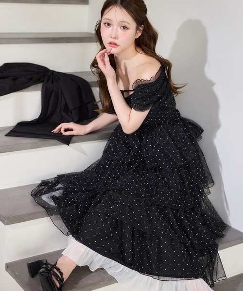 セール】【Black Ribbon Collection】バックリボンティアード