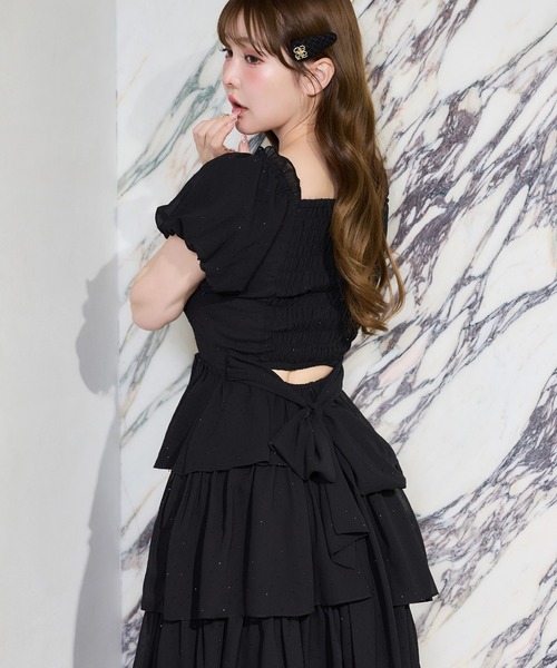one after another NICE CLAUP(ワンアフターアナザーナイスクラップ)の「【Black Ribbon Collection】バックリボンティアードワンピース(ワンピース・レディース・ブラック/ブラック系その他/ドット・FREE)」の17枚目の写真