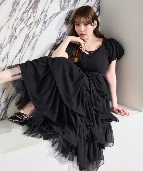 one after another NICE CLAUP(ワンアフターアナザーナイスクラップ)の「【Black Ribbon Collection】バックリボンティアードワンピース(ワンピース・レディース・ブラック/ブラック系その他/ドット・FREE)」の19枚目の写真