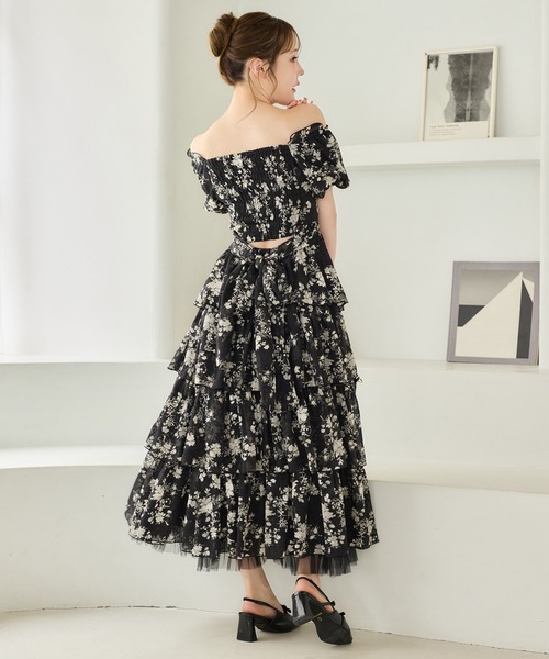 NICE CLAUP バックリボンティアードワンピ セール】【Black Ribbon Collection】バックリボンティアード