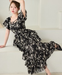 one after another NICE CLAUP（ワンアフターアナザーナイスクラップ）の「【Black Ribbon Collection】バックリボンティアードワンピース（ワンピース）」