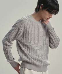 KNITTED（ニッティド）の「[ニティッドXファッションプラネット]ケーブルラウンドニット GREY（ニット/セーター）」