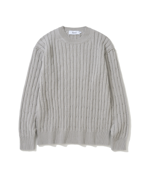KNITTED(ニッティド)の「コットンケーブルラウンドニット グレー(ニット/セーター・レディース・その他・M/L/XL)」の2枚目の写真