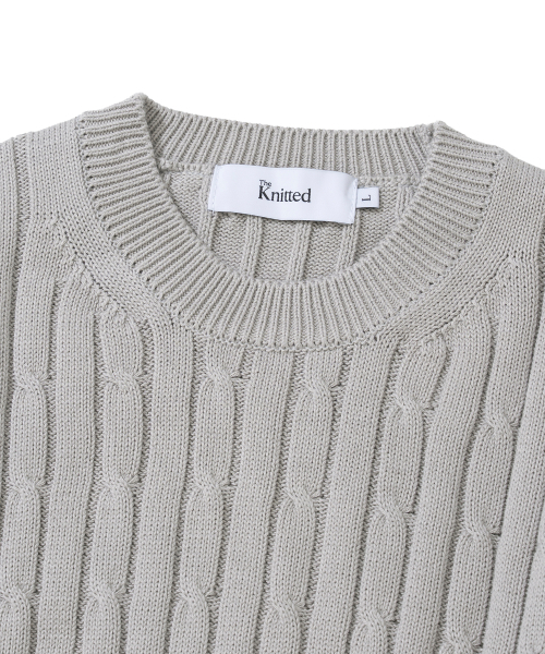 KNITTED(ニッティド)の「コットンケーブルラウンドニット グレー(ニット/セーター・レディース・その他・M/L/XL)」の3枚目の写真