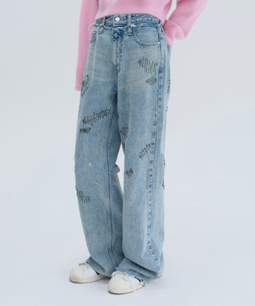 DIAGONAL(ダイアゴナル)の「STITCHED DENIM PANTS (blue)(デニムパンツ・レディース・その他・S/M)」の2枚目の写真