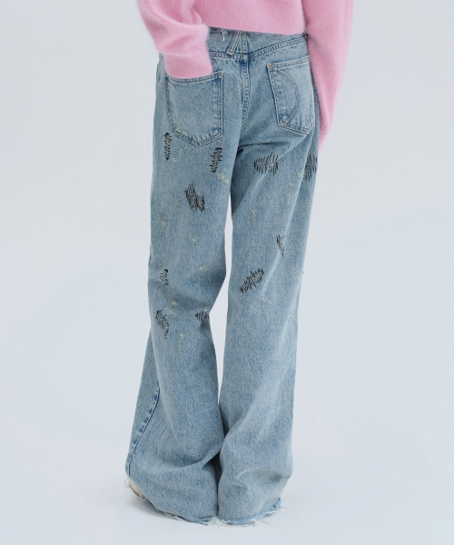 DIAGONAL(ダイアゴナル)の「STITCHED DENIM PANTS (blue)(デニムパンツ・レディース・その他・S/M)」の3枚目の写真