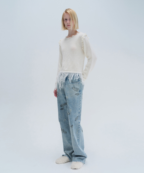 DIAGONAL(ダイアゴナル)の「STITCHED DENIM PANTS (blue)(デニムパンツ・レディース・その他・S/M)」の9枚目の写真