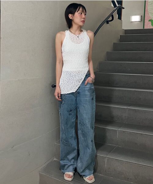 DIAGONAL(ダイアゴナル)の「STITCHED DENIM PANTS (blue)(デニムパンツ・レディース・その他・S/M)」の19枚目の写真