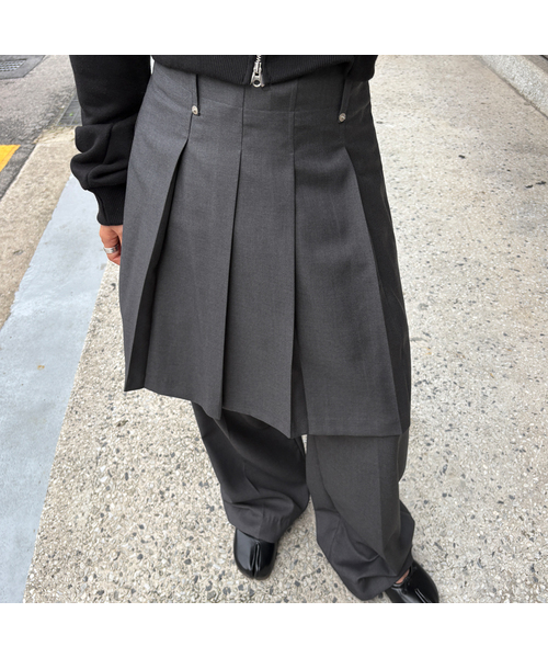 PORTERNA(ポルテナ)の「CLASSIC MID LENGTH SKIRT-2COLOR(スカート・レディース・チャコールグレー/ブラック・MEDIUM/SMALL)」の1枚目の写真
