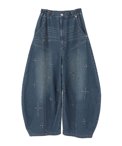 Candy Stripper(キャンディストリッパー)の「STUDS CURVE DENIM パンツ(デニムパンツ・レディース・ブルー系その他/ライトインディゴブルー・FREE)」の2枚目の写真