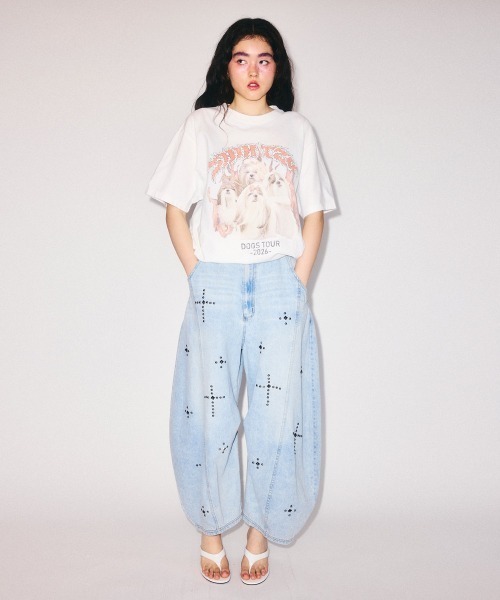 Candy Stripper(キャンディストリッパー)の「STUDS CURVE DENIM パンツ(デニムパンツ・レディース・ブルー系その他/ライトインディゴブルー・FREE)」の16枚目の写真