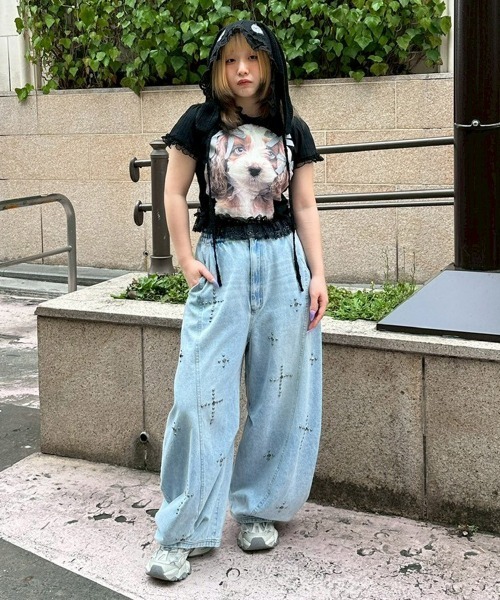 Candy Stripper(キャンディストリッパー)の「STUDS CURVE DENIM パンツ(デニムパンツ・レディース・ブルー系その他/ライトインディゴブルー・FREE)」の20枚目の写真