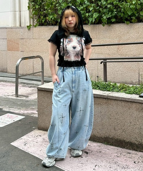 Candy Stripper(キャンディストリッパー)の「STUDS CURVE DENIM パンツ(デニムパンツ・レディース・ブルー系その他/ライトインディゴブルー・FREE)」の22枚目の写真