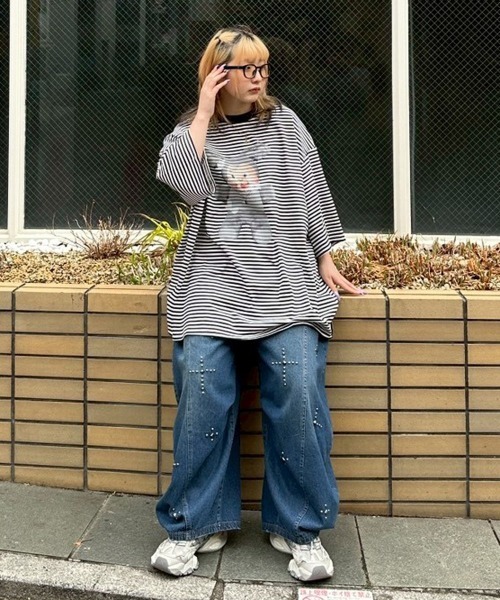 Candy Stripper(キャンディストリッパー)の「STUDS CURVE DENIM パンツ(デニムパンツ・レディース・ブルー系その他/ライトインディゴブルー・FREE)」の6枚目の写真