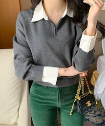 ニット襟付きトップス