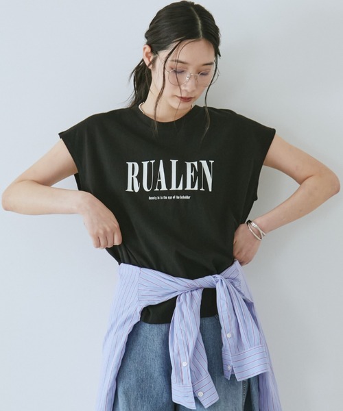 Doux archives(ドゥアルシーヴ)の「RUALENフレンチスリーブTee(Tシャツ/カットソー・レディース・ミント/ブラック/オフホワイト・FREE)」の3枚目の写真