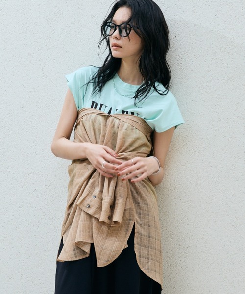 Doux archives(ドゥアルシーヴ)の「RUALENフレンチスリーブTee(Tシャツ/カットソー・レディース・ミント/ブラック/オフホワイト・FREE)」の18枚目の写真