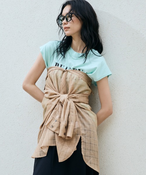 Doux archives(ドゥアルシーヴ)の「RUALENフレンチスリーブTee(Tシャツ/カットソー・レディース・ミント/ブラック/オフホワイト・FREE)」の19枚目の写真