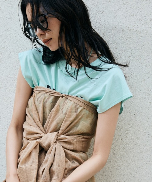 Doux archives(ドゥアルシーヴ)の「RUALENフレンチスリーブTee(Tシャツ/カットソー・レディース・ミント/ブラック/オフホワイト・FREE)」の22枚目の写真