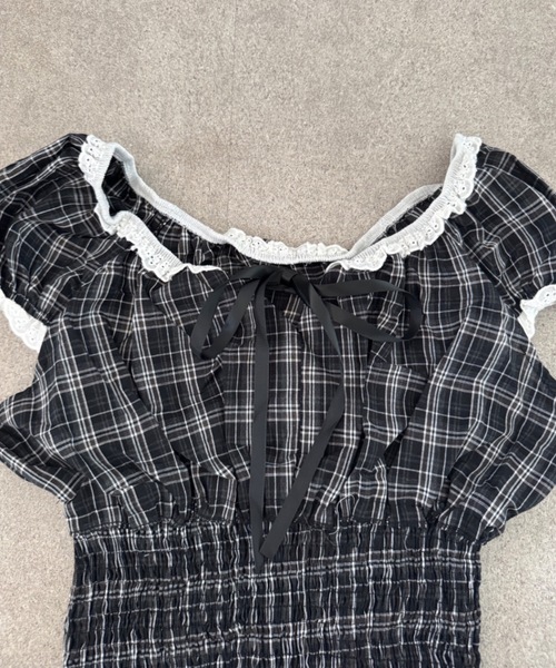 SHEPP(シープ)の「チェック柄シャーリングフリルブラウス(シャツ/ブラウス・レディース・ブラック/ピンク・S/M)」の10枚目の写真