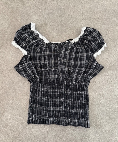 SHEPP(シープ)の「チェック柄シャーリングフリルブラウス(シャツ/ブラウス・レディース・ブラック/ピンク・S/M)」の13枚目の写真