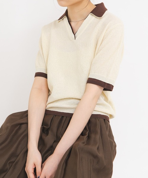 KBF（ケイビーエフ）の「レイヤードライクニットシャツ（ニット/セーター・レディース・ブラック系その他/イエロー系その他/レッド系その他・ONE）」の2枚目の写真