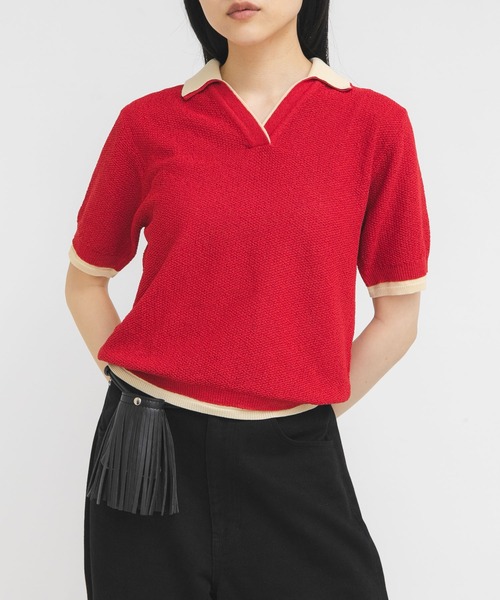 KBF（ケイビーエフ）の「レイヤードライクニットシャツ（ニット/セーター・レディース・ブラック系その他/イエロー系その他/レッド系その他・ONE）」の3枚目の写真