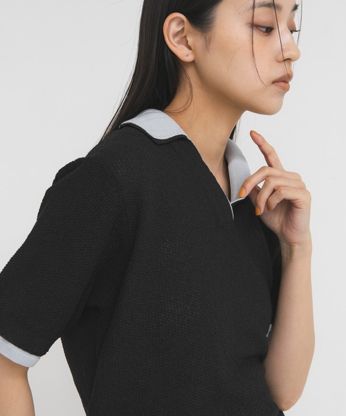 KBF（ケイビーエフ）の「レイヤードライクニットシャツ（ニット/セーター・レディース・ブラック系その他/イエロー系その他/レッド系その他・ONE）」の4枚目の写真
