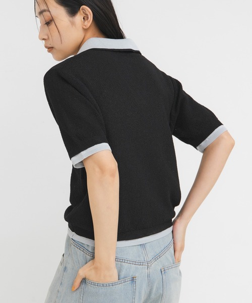 KBF（ケイビーエフ）の「レイヤードライクニットシャツ（ニット/セーター・レディース・ブラック系その他/イエロー系その他/レッド系その他・ONE）」の7枚目の写真