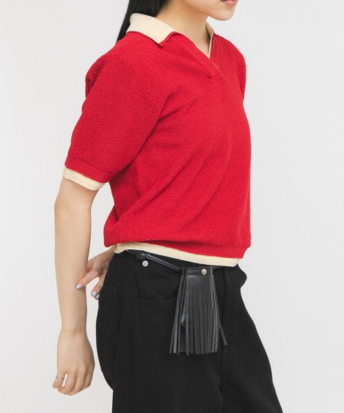 KBF（ケイビーエフ）の「レイヤードライクニットシャツ（ニット/セーター・レディース・ブラック系その他/イエロー系その他/レッド系その他・ONE）」の19枚目の写真