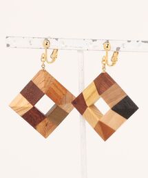 【白谷工房】Wood Crystal スクエアイヤリング