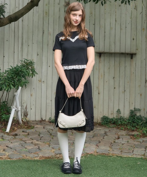 Birthday room(バースデイルーム)の「キャミドッキングフリルT/Camisole-style frill T-shirt(Tシャツ/カットソー・レディース・グレー/ブラック・FREE)」の7枚目の写真