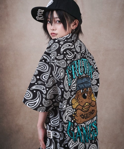 GALFY(ガルフィー)の「GALFY(ガルフィー)俺らホ~ミ~SET UP/ペイズリー柄 オープンカラーシャツ&ハーフパンツ セットアップ/開襟シャツ/ビッグシルエット(セットアップ・メンズ・ピンク/ブラック/ブルー・L/LL)」の10枚目の写真