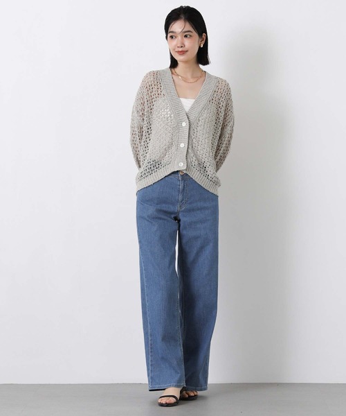 Gready Brilliant(グレディブリリアン)の「ホールガーメントメッシュVネックカーディガン(カーディガン/ボレロ・レディース・サックスブルー/ベージュ・FREE)」の3枚目の写真
