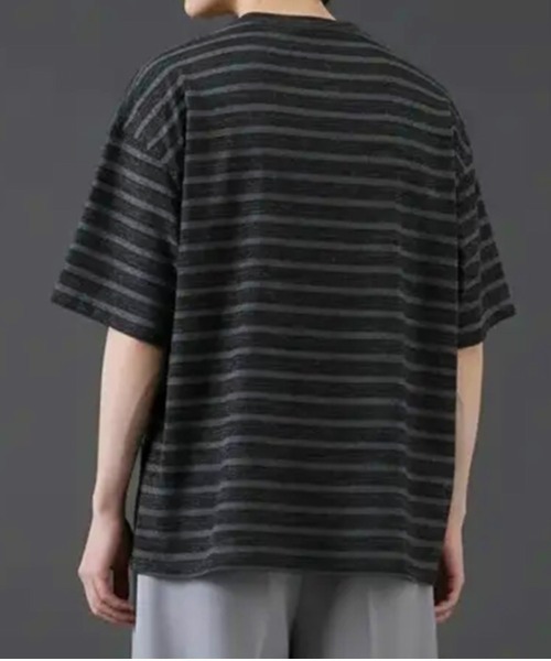 revertical（リバーティカル）の「フェードボーダー クルーネックTシャツ／グラデーション 半袖カットソー（Tシャツ/カットソー・メンズ・ベージュ/ブラック・MEDIUM/LARGE）」の11枚目の写真